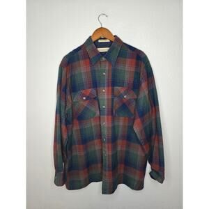 Vintage Claybrooke Outdoors XL Button Up Plaid Long Sleeve Flannel Shirt Acrylic